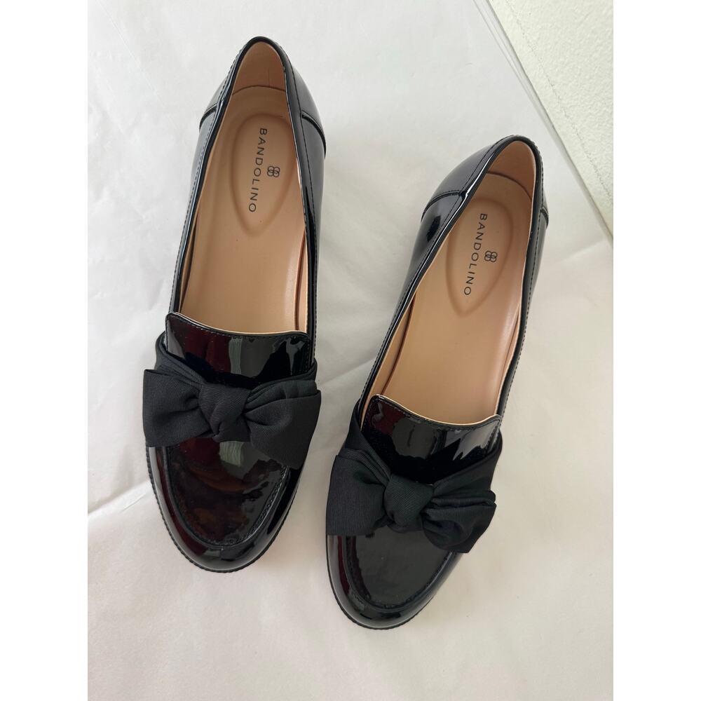 Bandolino Lindio Patent Loafers Grosgrain Bow Black Slip On Shoes 8.5 - Picture 4 of 13